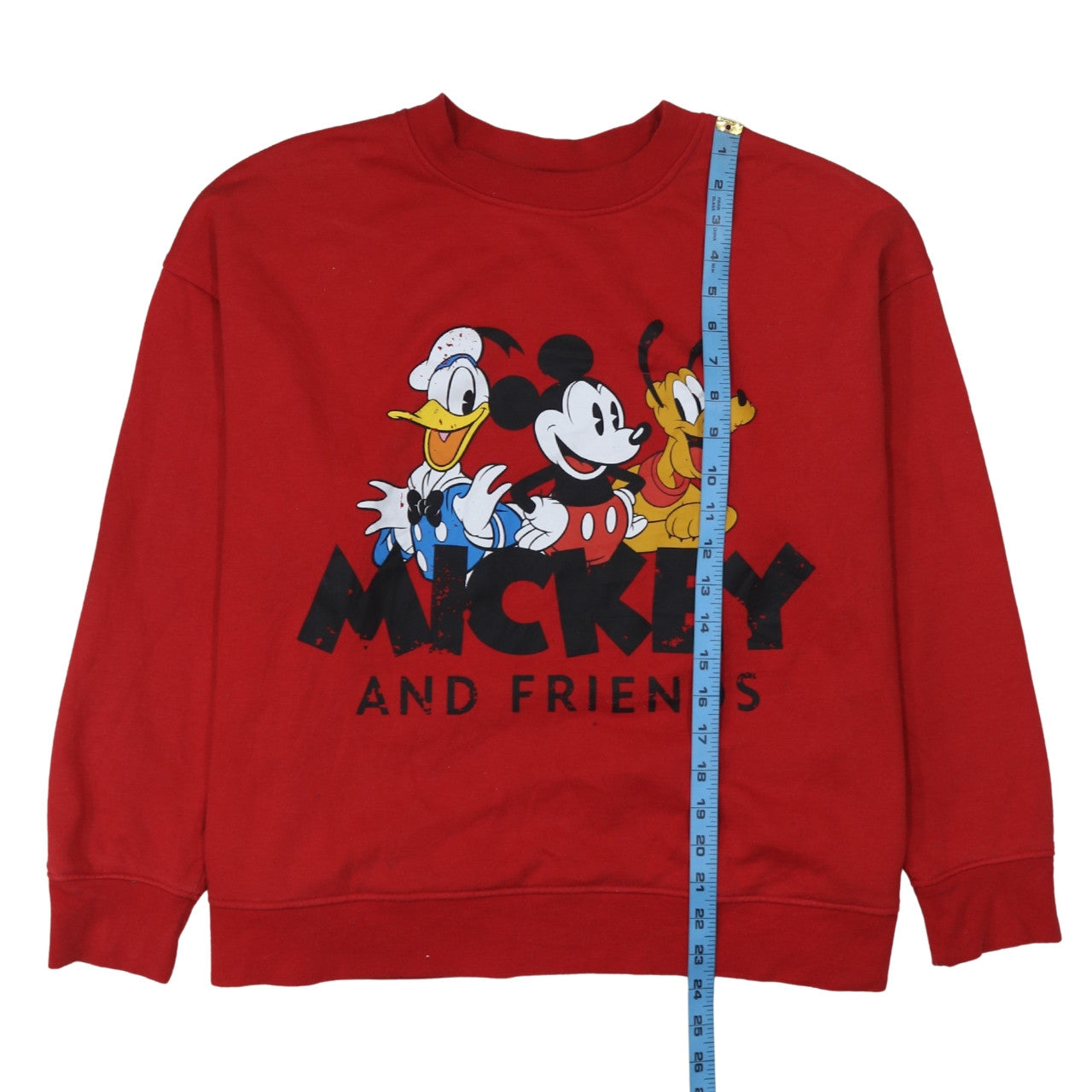 Disney Women Red Mickey & Friends Sweatshirt XL Crew Neck Pullover