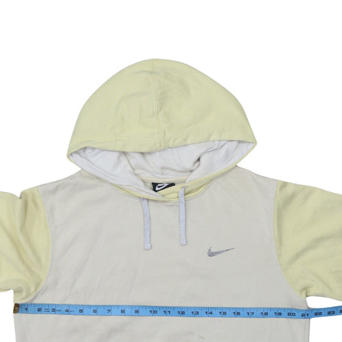 Nike Women’s Beige Yellow Pullover Hoodie Small Logo Cotton Blend