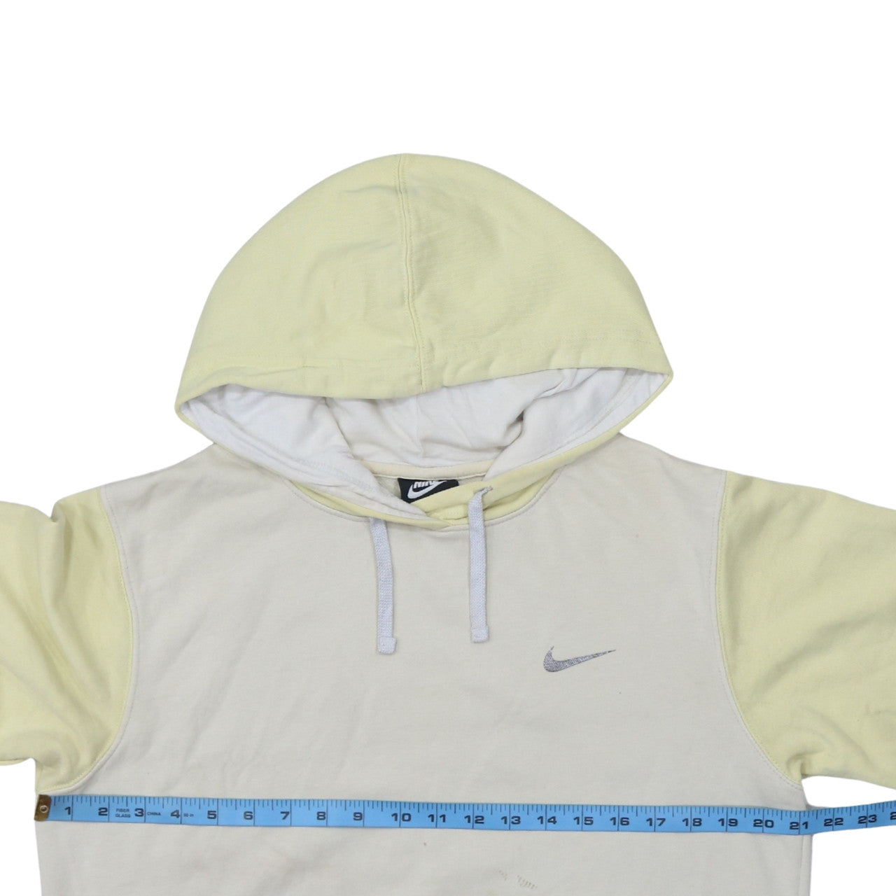 Nike Women’s Beige Yellow Pullover Hoodie Small Logo Cotton Blend