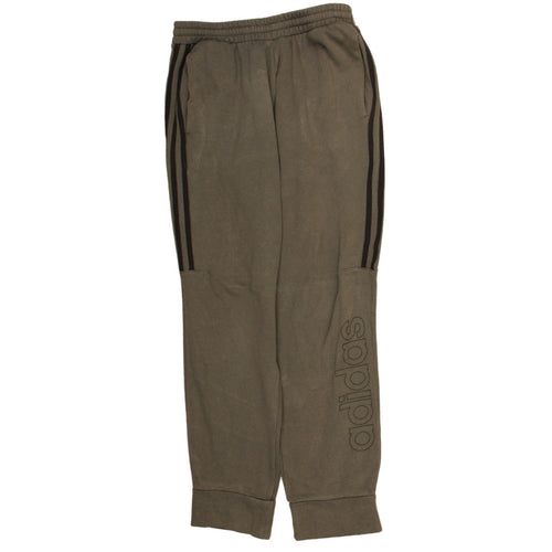 adidas Men Brown Jogger Trousers Size M Fleece Elastic Waist