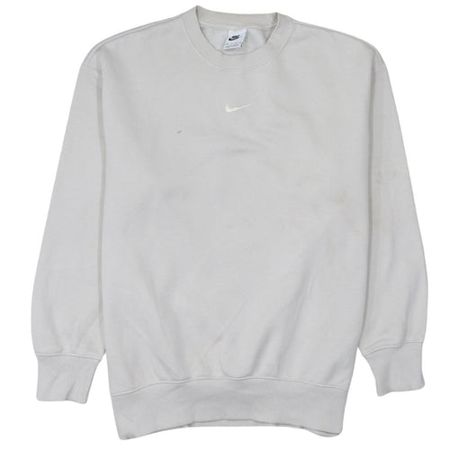 Nike Women Beige XS Pullover Crew Neck Sweatshirt Classic Logo