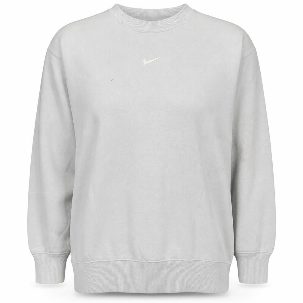 Front view of Nike Women Beige XS Pullover Crew Neck Sweatshirt Classic Logo