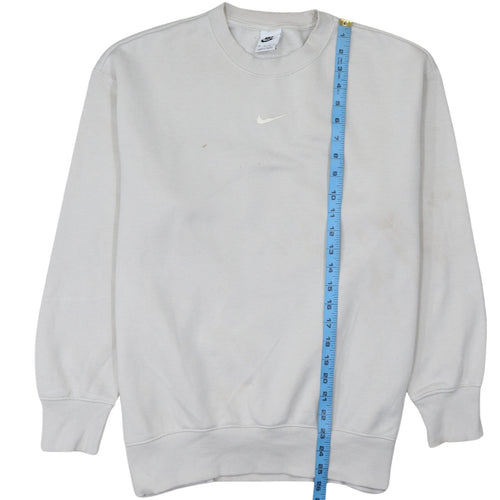 Nike Women Beige XS Pullover Crew Neck Sweatshirt Classic Logo