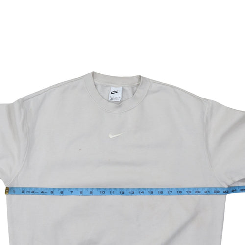 Nike Women Beige XS Pullover Crew Neck Sweatshirt Classic Logo