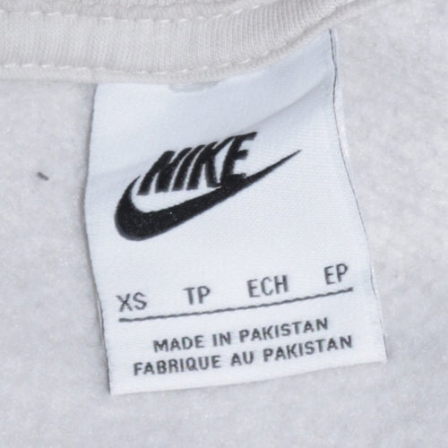 Nike Women Beige XS Pullover Crew Neck Sweatshirt Classic Logo