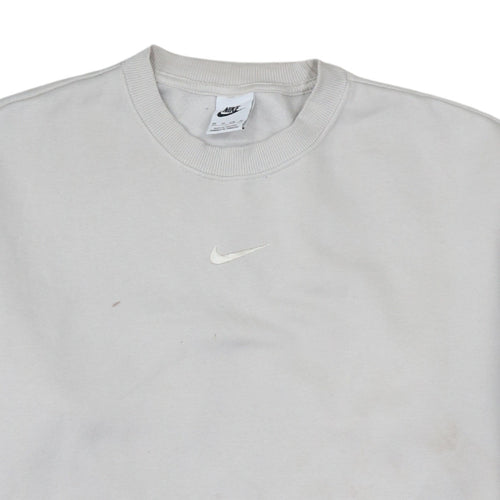 Nike Women Beige XS Pullover Crew Neck Sweatshirt Classic Logo