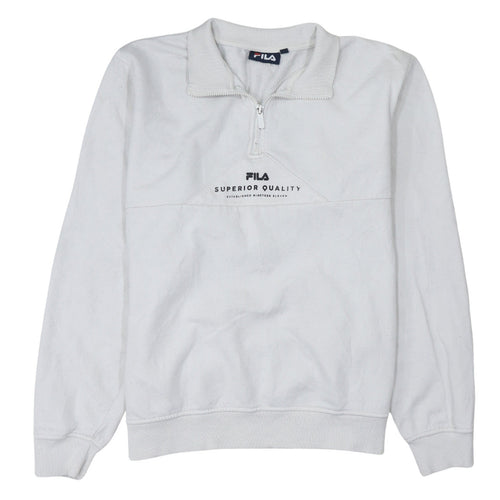 Fila Women’s White 1/4 Zip Sweatshirt Medium Cotton Blend Pullover