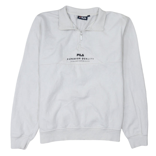 Fila Women’s White 1/4 Zip Sweatshirt Medium Cotton Blend Pullover