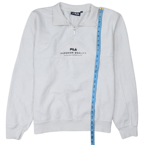 Fila Women’s White 1/4 Zip Sweatshirt Medium Cotton Blend Pullover