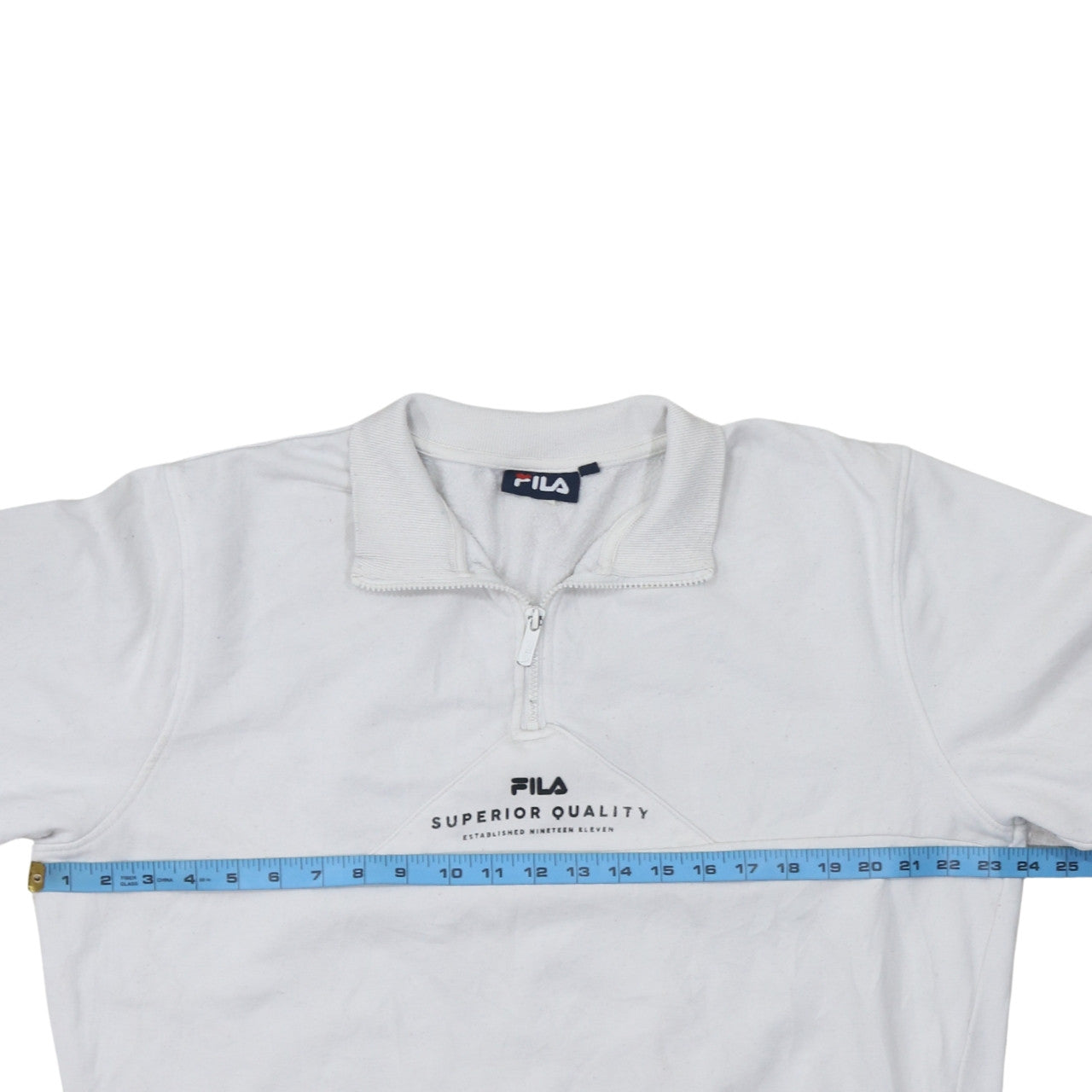 Fila Women’s White 1/4 Zip Sweatshirt Medium Cotton Blend Pullover