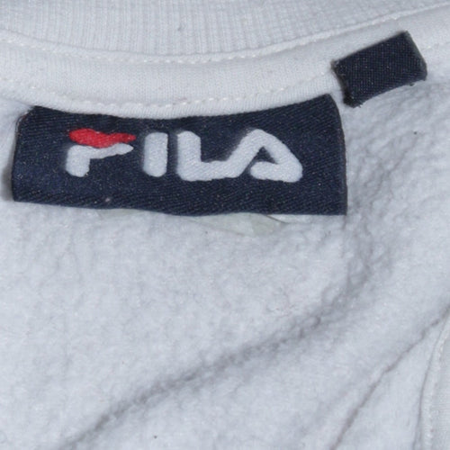 Fila Women’s White 1/4 Zip Sweatshirt Medium Cotton Blend Pullover