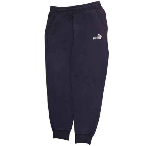 Puma Men's Blue Jogger Trousers Size M Fleece Elastic Waist Activewear