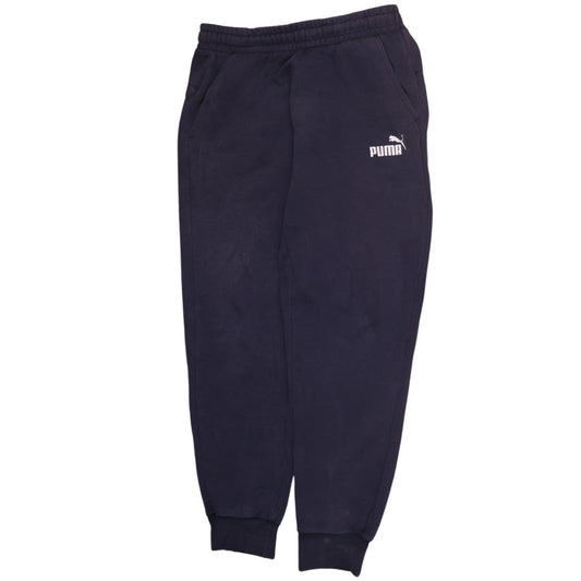 Puma Men's Blue Jogger Trousers Size M Fleece Elastic Waist Activewear