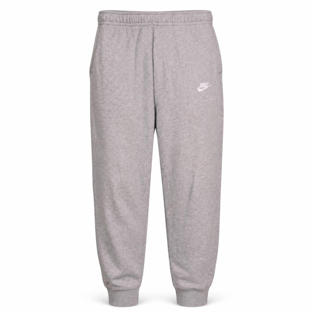 Front view of Nike men’s grey fleece jogger sweatpants l regular fit