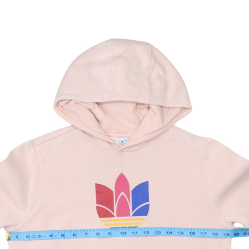Adidas Girls Pink Logo Pullover Hoodie 13-14 Years Regular Fit Lightweight