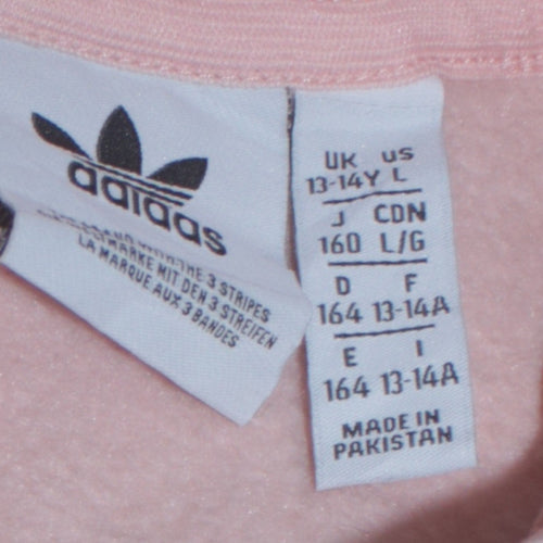 Adidas Girls Pink Logo Pullover Hoodie 13-14 Years Regular Fit Lightweight