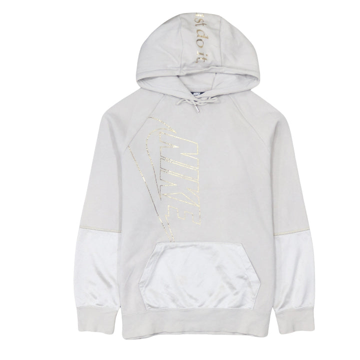 Nike Womens Beige XS Pullover Hoodie Gold Logo Just Do It