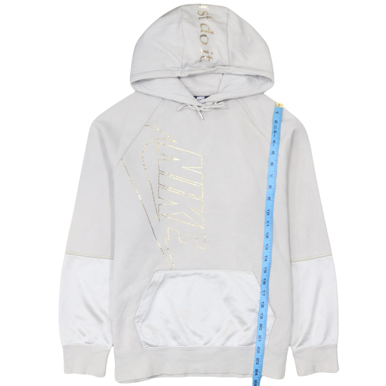 Nike Womens Beige XS Pullover Hoodie Gold Logo Just Do It