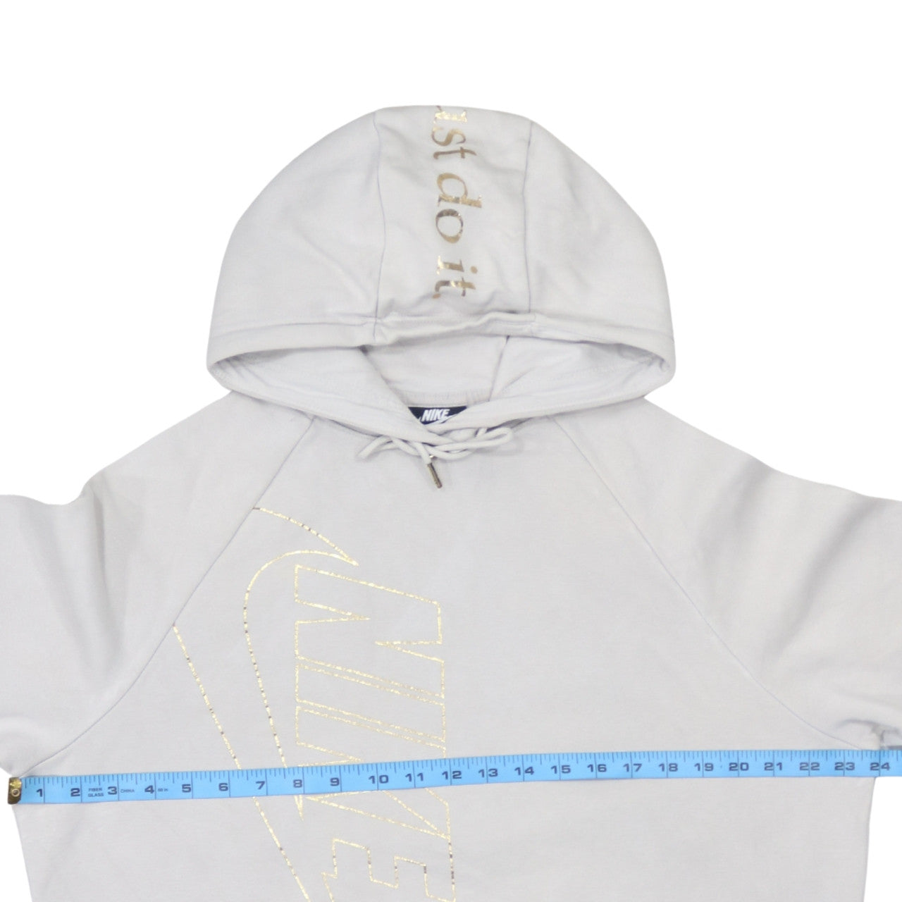 Nike Womens Beige XS Pullover Hoodie Gold Logo Just Do It