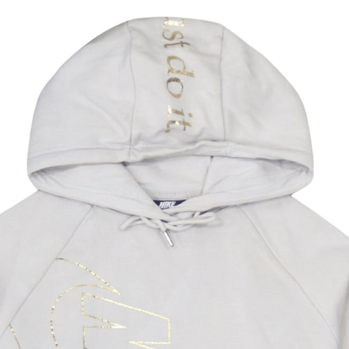 Nike Womens Beige XS Pullover Hoodie Gold Logo Just Do It