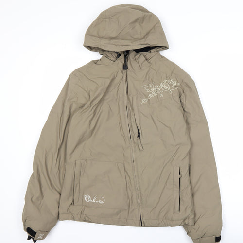 Oxbow Women’s Beige Hooded Windbreaker Jacket Size 2 Nylon Lightweight