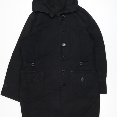 Rocha John Rocha Women's Black Cotton Hooded Parka Coat Size 16