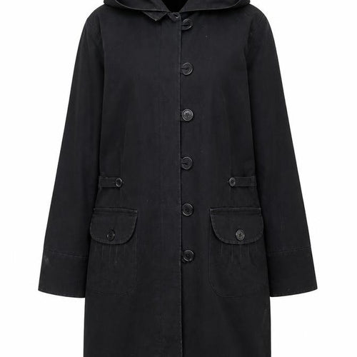 Rocha John Rocha Women's Black Cotton Hooded Parka Coat Size 16