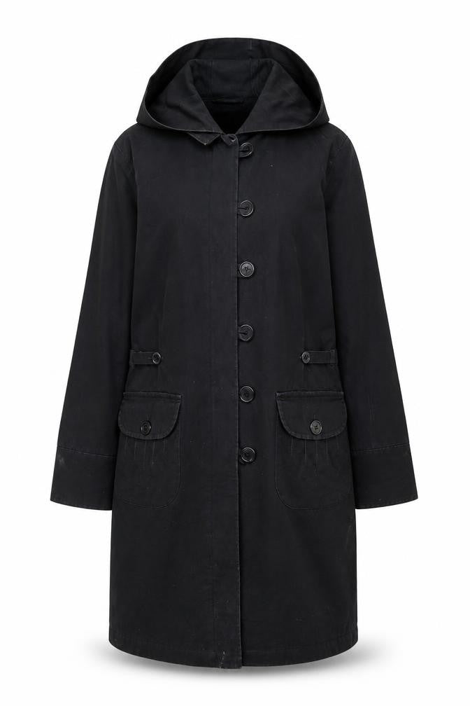 Rocha John Rocha Women's Black Cotton Hooded Parka Coat Size 16