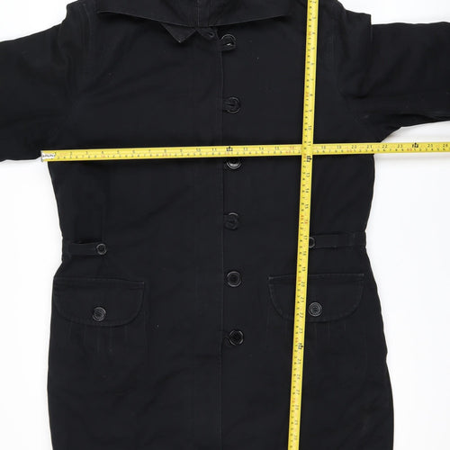 Rocha John Rocha Women's Black Cotton Hooded Parka Coat Size 16