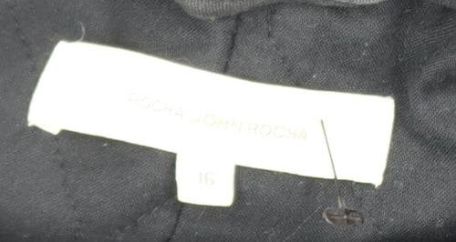 Rocha John Rocha Women's Black Cotton Hooded Parka Coat Size 16