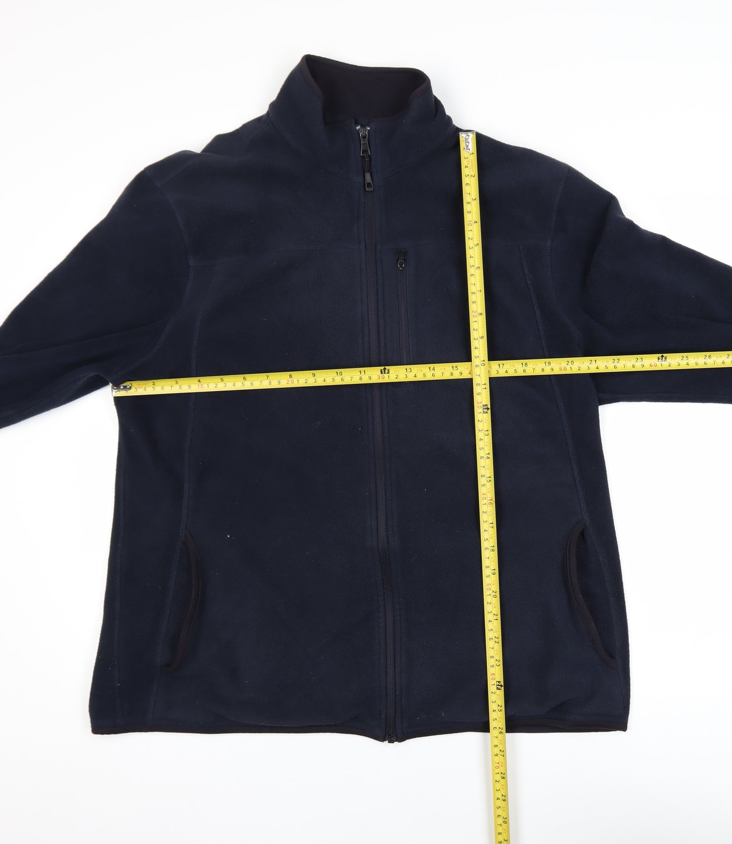 Marks and Spencer Men's Blue Fleece Jacket XL Regular Fit Zip Pockets