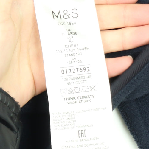 Marks and Spencer Men's Blue Fleece Jacket XL Regular Fit Zip Pockets