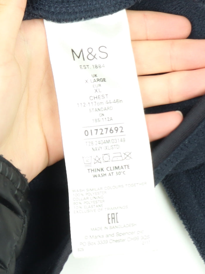 Marks and Spencer Men's Blue Fleece Jacket XL Regular Fit Zip Pockets