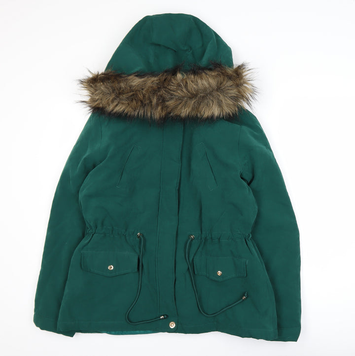 Primark Women’s Green Faux Fur Hooded Parka Coat Size 12