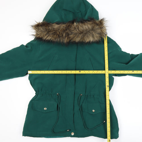 Primark Women’s Green Faux Fur Hooded Parka Coat Size 12