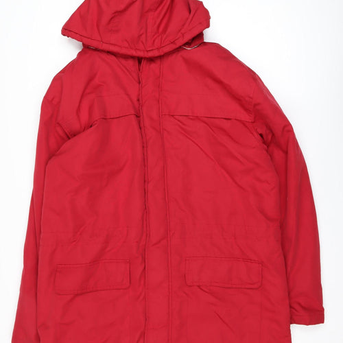 Cotton Traders Women's Red L Parka Coat Hooded Long Winter Jacket
