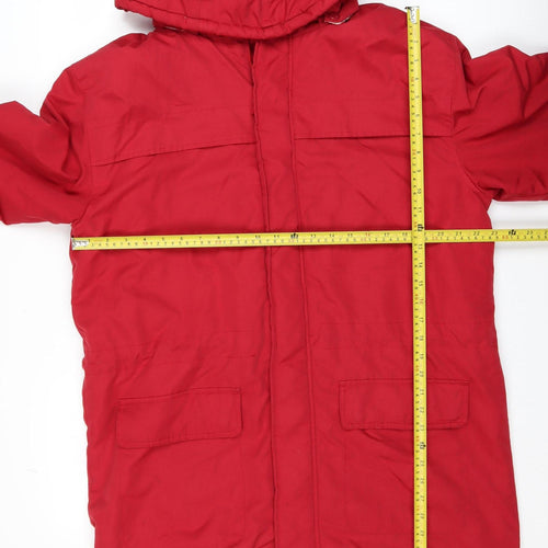 Cotton Traders Women's Red L Parka Coat Hooded Long Winter Jacket
