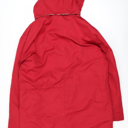 Cotton Traders Women's Red L Parka Coat Hooded Long Winter Jacket