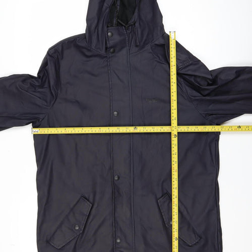 Pull & Bear Women's Blue Waterproof Hooded Long Rain Coat Size 12
