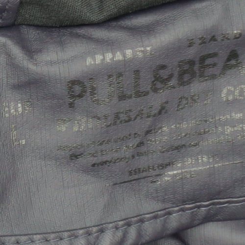 Pull & Bear Women's Blue Waterproof Hooded Long Rain Coat Size 12