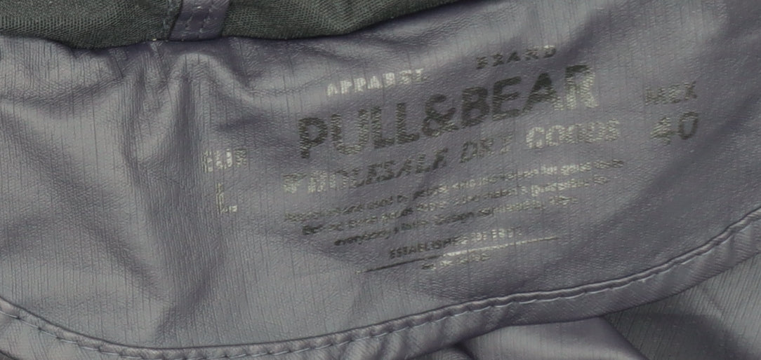 Pull & Bear Women's Blue Waterproof Hooded Long Rain Coat Size 12