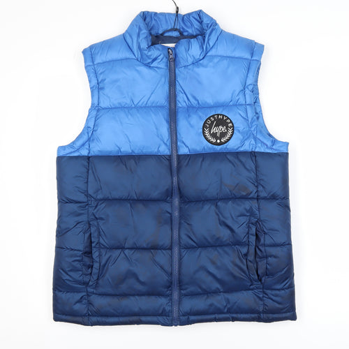 Hype Boys Blue Colourblock Puffer Gilet 14 Years Polyester Zip Waistcoat