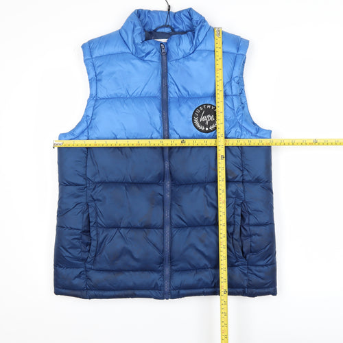 Hype Boys Blue Colourblock Puffer Gilet 14 Years Polyester Zip Waistcoat