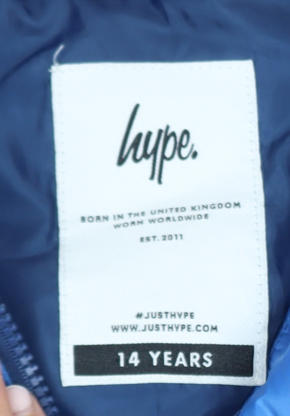 Hype Boys Blue Colourblock Puffer Gilet 14 Years Polyester Zip Waistcoat