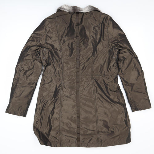 Nicole Miller Women's Brown Faux Fur Lined Long Parka Coat Size S