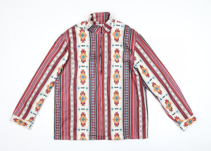 MISSLOOK Men's Multicoloured Aztec Fleece Shacket L Zip Jacket