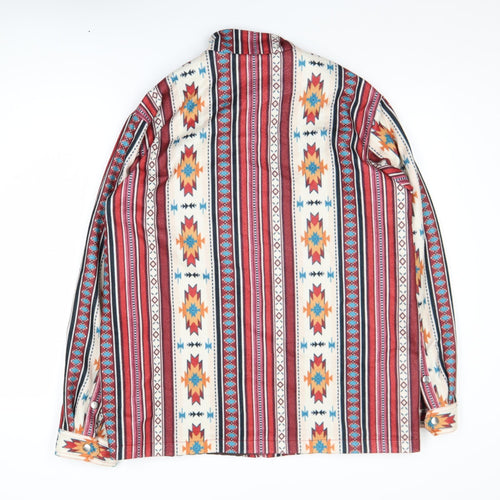 MISSLOOK Men's Multicoloured Aztec Fleece Shacket L Zip Jacket