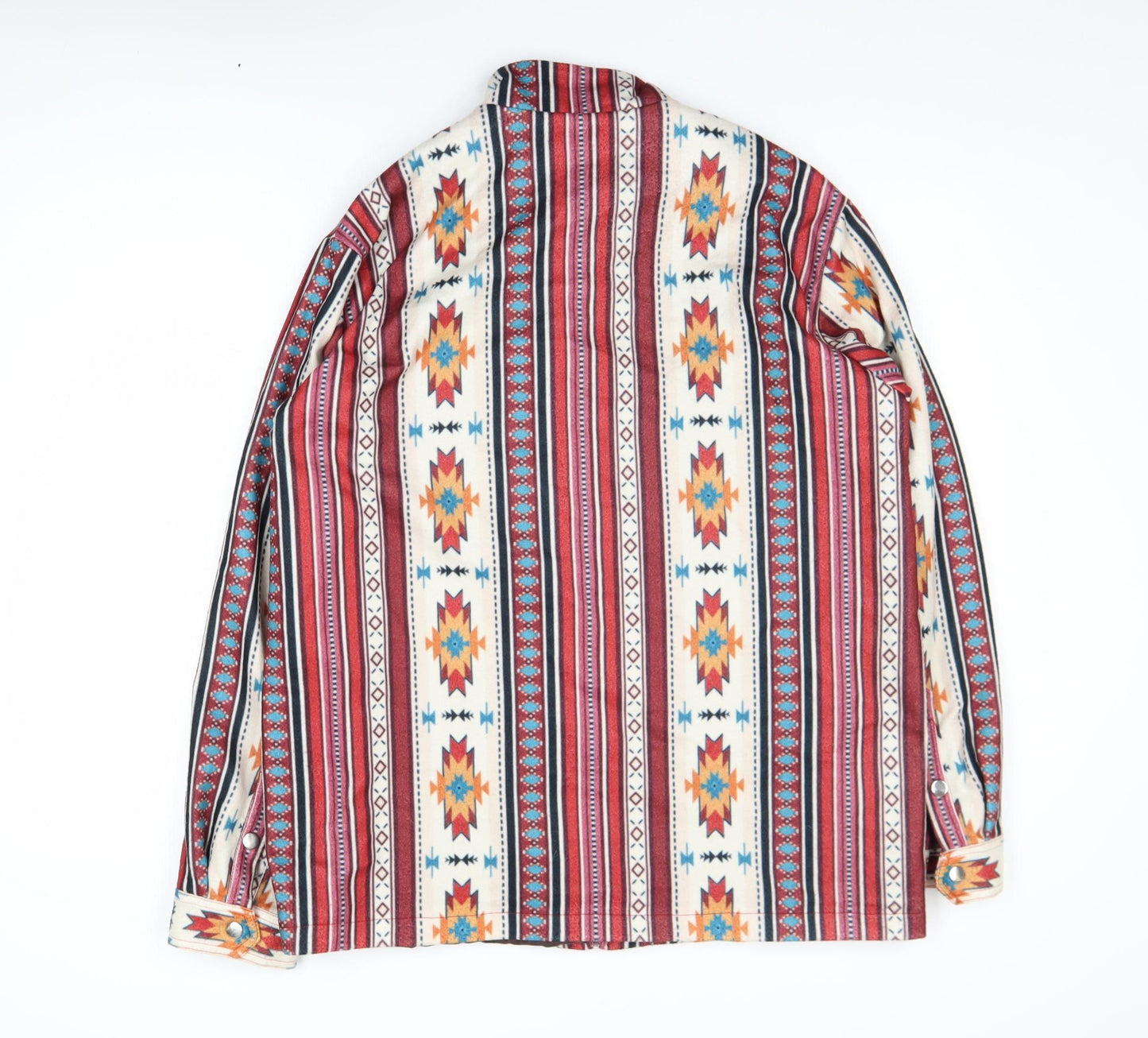 MISSLOOK Men's Multicoloured Aztec Fleece Shacket L Zip Jacket