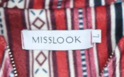 MISSLOOK Men's Multicoloured Aztec Fleece Shacket L Zip Jacket