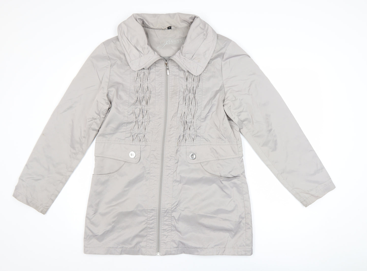 Finesse Women’s Grey Size 12 Mid-Length Zip Jacket
